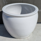 White Fishbowl Ceramic Planter, 16" Wide - CLOSEOUT