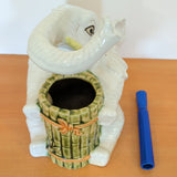 White Elephant Bamboo Ceramic Planter, 10" Tall - CLOSEOUT